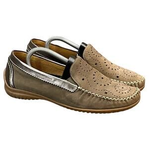 Gabor Handmade Suede Tooled Leather Slip On Comfort Loafer Moccasins Women 6